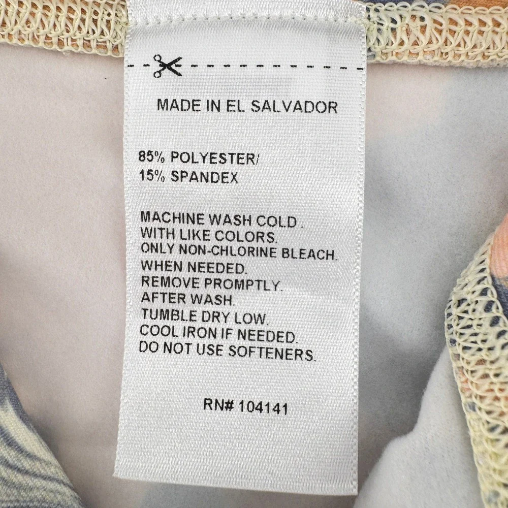 DSG Womens‎ High Waisted Marble Swirl Print 7/8 Leggings Blue Peach XS